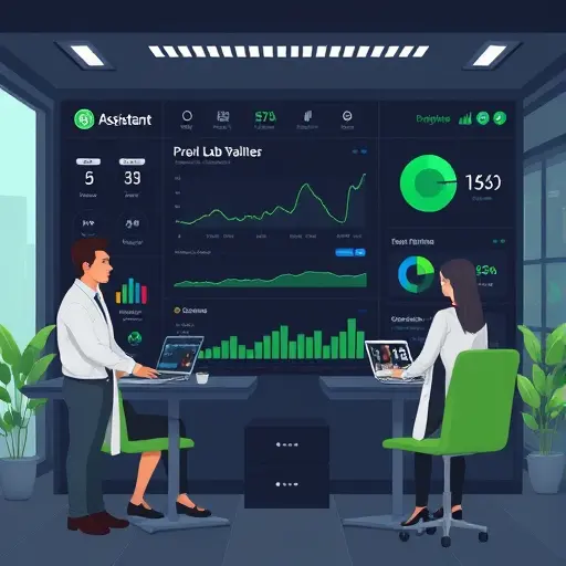 animated AI assistant dashboard for lab value input, dark theme #171717, green accents #94d3a2