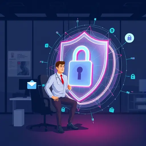 secure data shield around AI nodes and medical files, lock icons, dark theme #171717