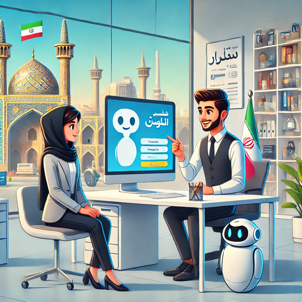 modern AI chatbot interface helping a student practice English, illustration, technology and education theme, cartoon style, text-free