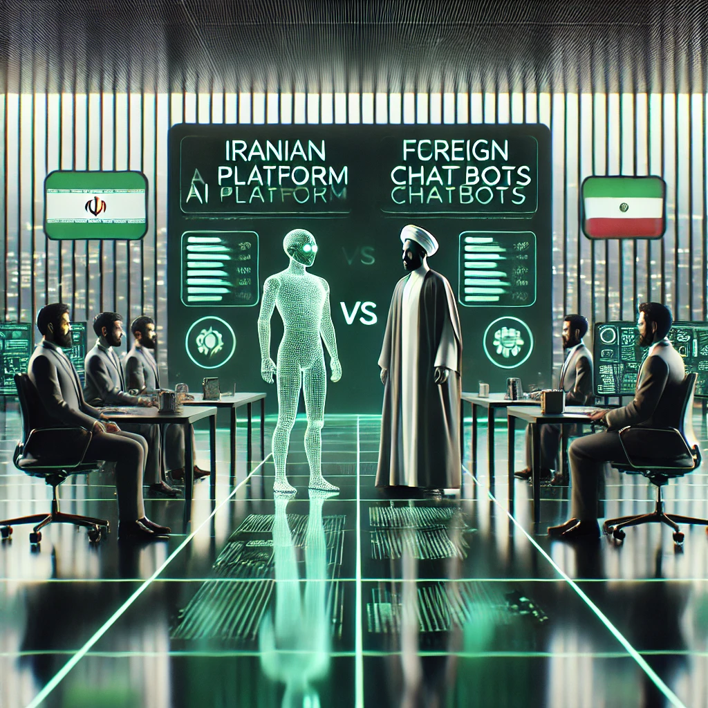 comparison illustration: Iranian AI platform vs.