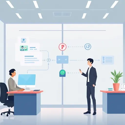 animated illustration of an AI workflow with prompt templates and one-