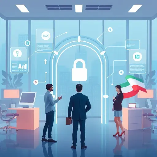 abstract illustration of digital accessibility, unlocked gates to AI models, Iranian-