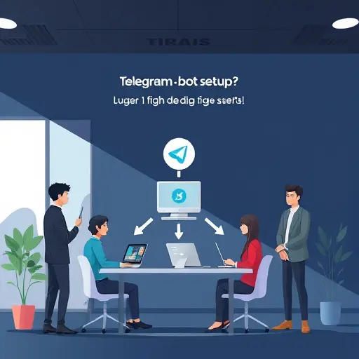 animated illustration of Telegram bot setup flow: