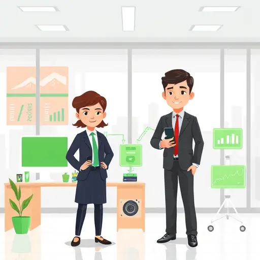 detailed illustration of a step-by-step AI photo creation workflow, two animated characters, technology interface elements, green accent colors, clean design, no text