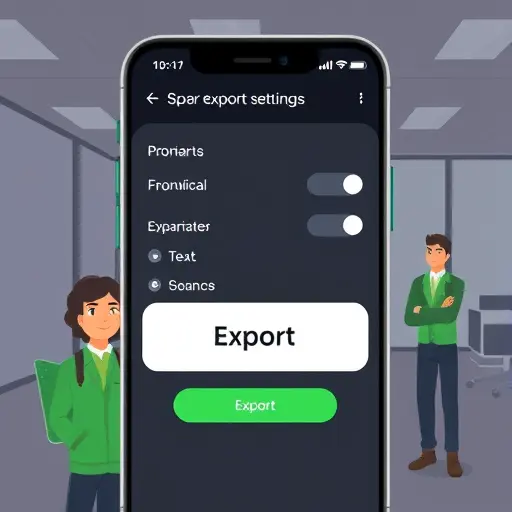 smartphone export settings panel illustration showing social media friendly presets and a big
