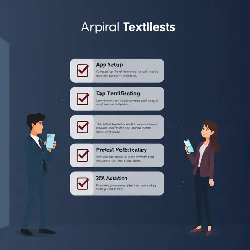 animated checklist illustration showing step-by-step app setup, email verification, and 2