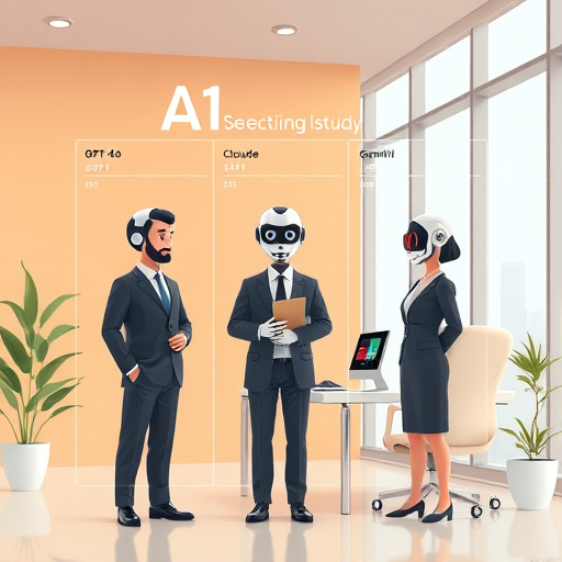 modern AI selection interface with icons of different AI models (GPT-4o, Claude, Gemini), studying French, vibrant colors, minimal animation, no text