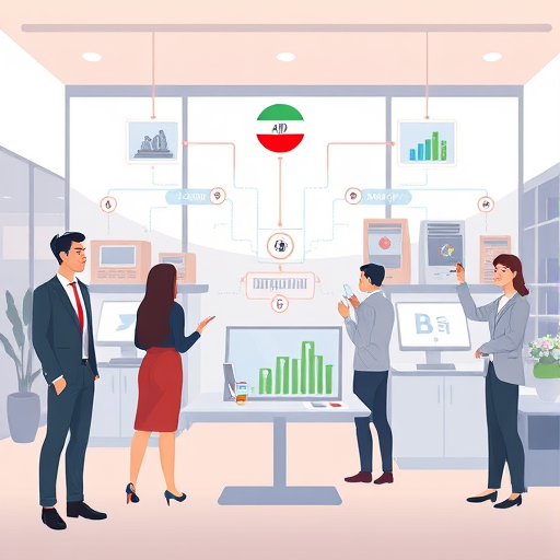 modern API architecture diagram illustration, animated data flow between web/