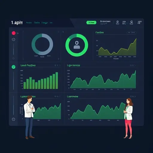animated lab dashboard showing CBC, glucose, and lipid panels with trend lines, clean infographic style, dark background, accent green, no text
