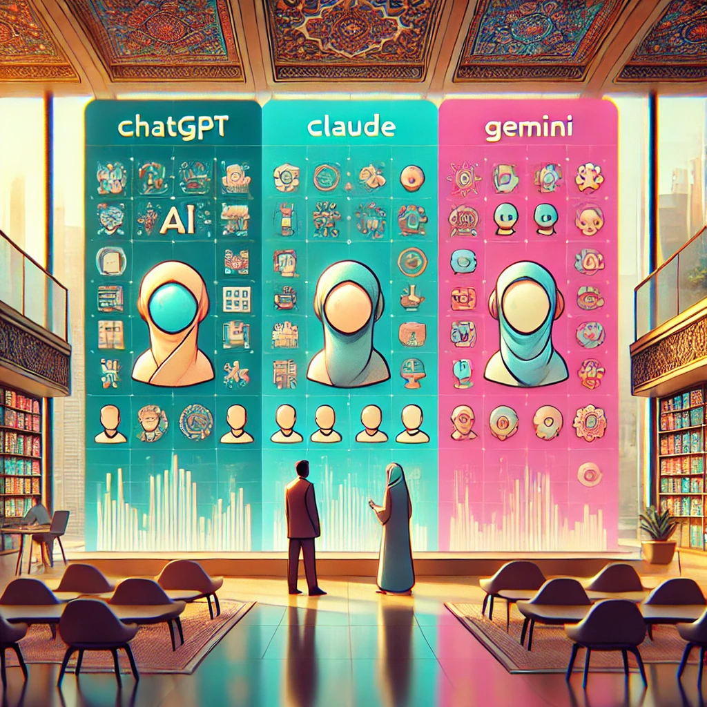 side-by-side comparison of three AI platforms (ChatGPT, Claude, Gemini)