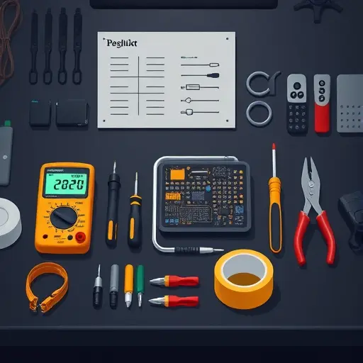 animated illustration of a compact DIY repair toolkit: