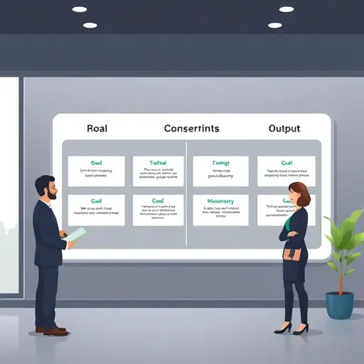 clean illustration of prompt engineering framework, role-goal-constraints-