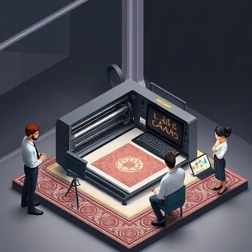 isometric illustration of a laser engraving machine receiving an SVG/