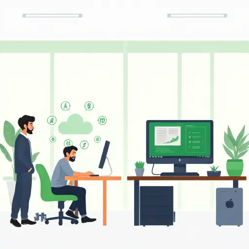 split-screen illustration comparing online vs offline OCR: cloud server with API icons vs local workstation, dark theme, balanced green accents