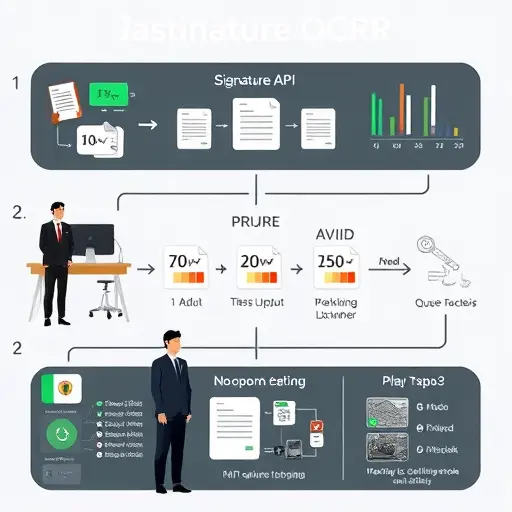 animated workflow of batch signature OCR automation: zipped files uploaded to an API, queue processing, JSON output with confidence scores, webhook callback to ERP/CRM; dark UI, green accents (#94d3a2)