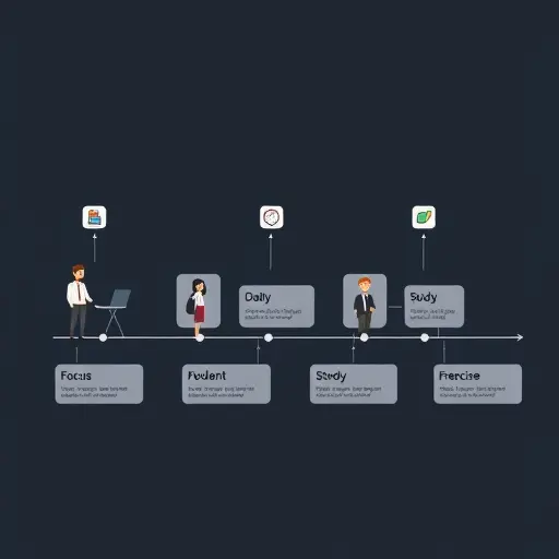 illustrated timeline of three daily routines (employee, student, freelancer)
