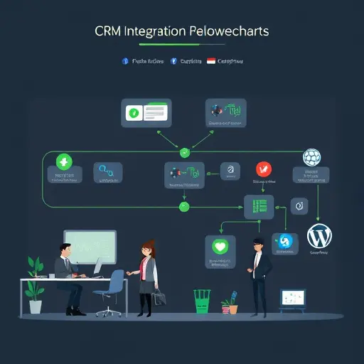 animated CRM integration flowchart with AI nodes, webhooks, n8