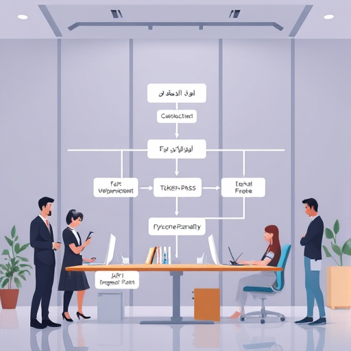 animated API integration flow chart for frontend-backend architecture, labeled API endpoints, token/