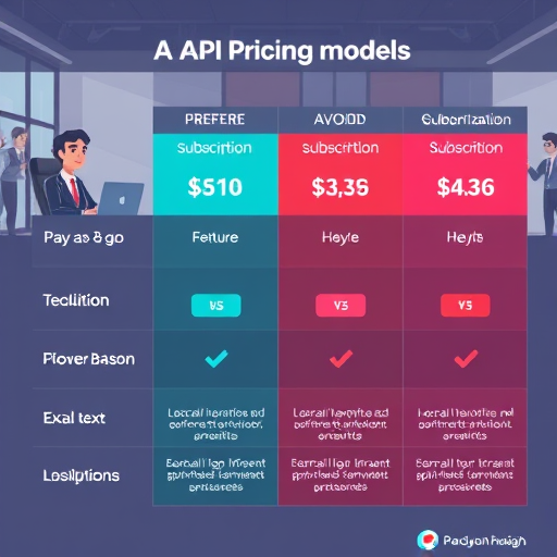 animated infographic comparing different AI API pricing models, including pay-as-you-go, subscription, quota-