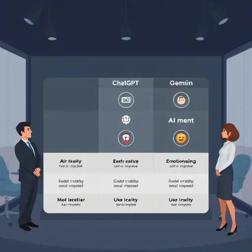 comparison chart illustration of AI models (ChatGPT, Claude, Gemini)