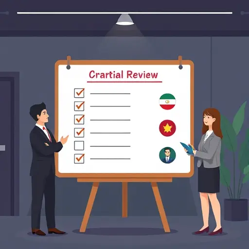 cute animated checklist board with cultural icons (Persian patterns, crescent, globe), representing cultural and religious name review, dark theme, minimal, no text