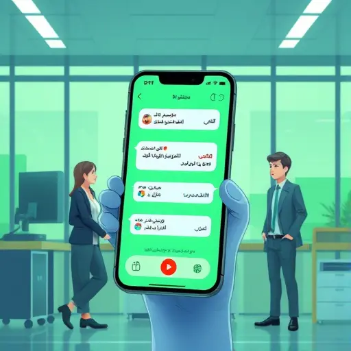 animated illustration of a mobile app interface sending/receiving AI-powered messages via GPT-4