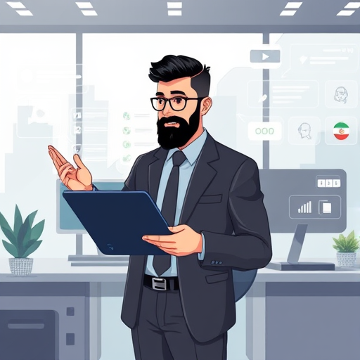 animated illustration of an Iranian user easily accessing various AI language models (ChatGPT, Claude, Gemini)