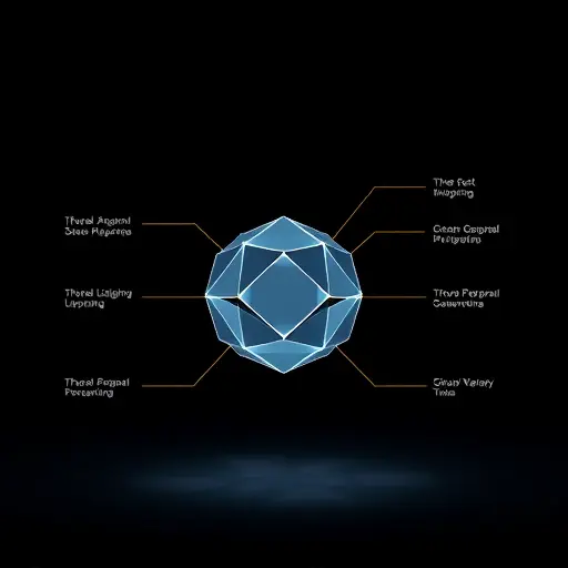 animated diagram of three-point lighting (key, fill, rim) on a geometric object, soft gradients, cinematic look, dark background, text-free