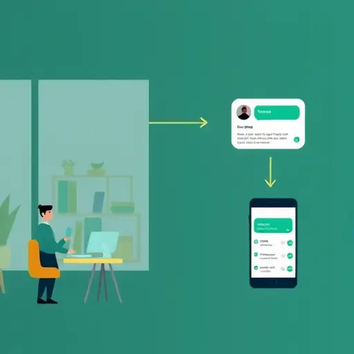 flowchart animation showing chat UI message sent to GapGPT API, server response returned, app updating chat window, green and turquoise accent, text-free