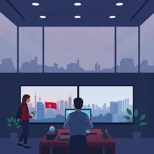 stylized illustration of an AI-powered caption editor with high-contrast subtitle bars over video frames, elegant minimal design, dark theme, text-free