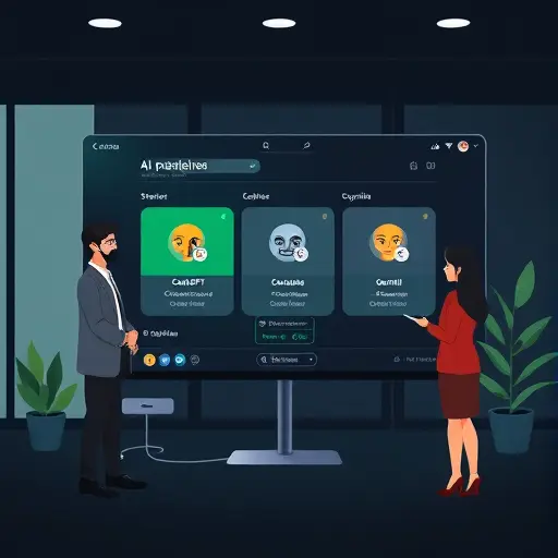 modern illustration of an Iranian AI platform interface with model selection (ChatGPT, Claude, Gemini)