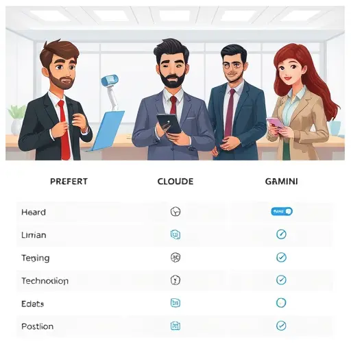 comparison chart illustration of ChatGPT, Claude, Gemini models for medical use, icons and logos replaced with generic AI symbols, balanced, text-free, professional