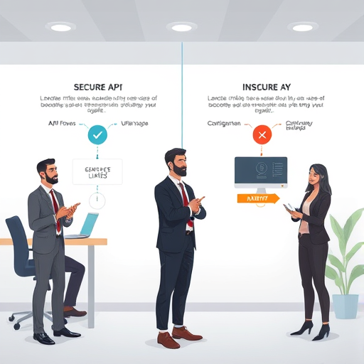 animated infographic comparing secure and insecure API key flows, server vs client-