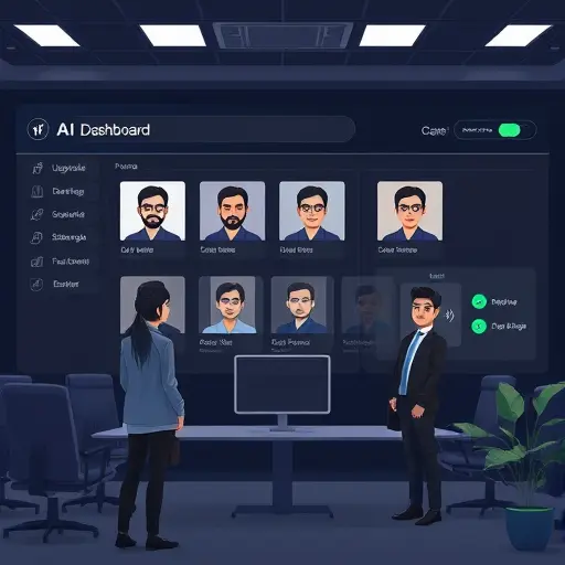 animated dark-theme AI dashboard showing model selection: upscale, denoise, sharpen, face restore toggles;