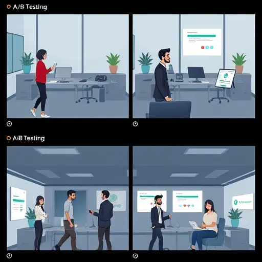 animated storyboard panel A/B testing workflow, two parallel scene scripts with checkmarks for pacing, subtext, character consistency, dark theme, sleek UI, no text