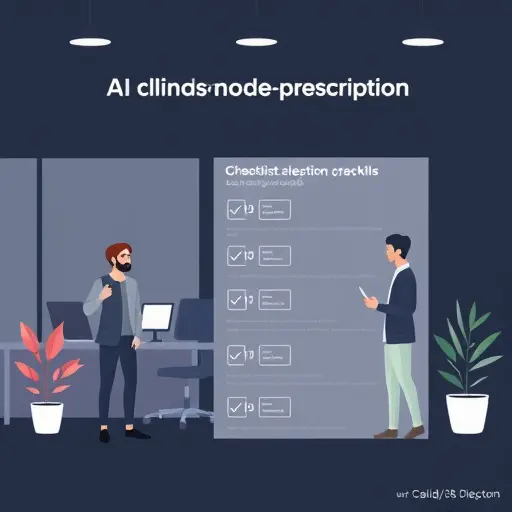 illustrated checklist for AI model selection in e-prescription: clinical accuracy, function calling, long context, safety, cost/latency;
