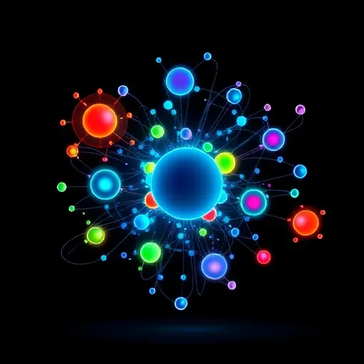 unsupervised learning clusters visualization, multiple colored clusters with centroids, abstract 3D style, dark background, glowing nodes, no text