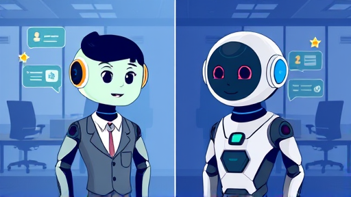 side-by-side illustration of two animated AI assistants, one styled for ChatGPT (abstract chat bubbles, cloud green), the other for Gemini (star and cosmic blue elements)