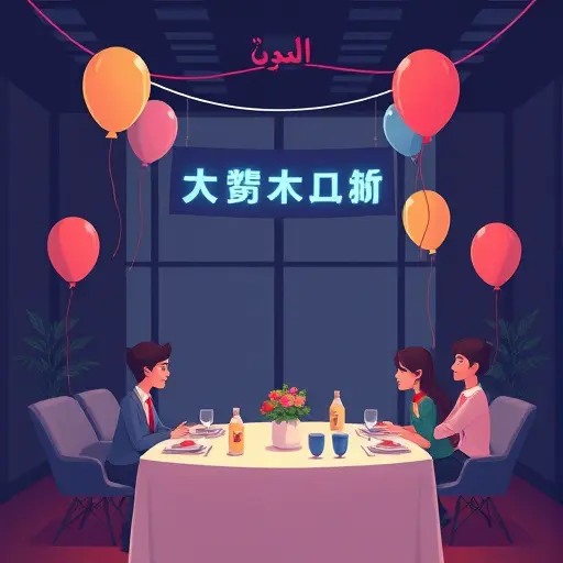 cartoon-style illustration of party decor elements: