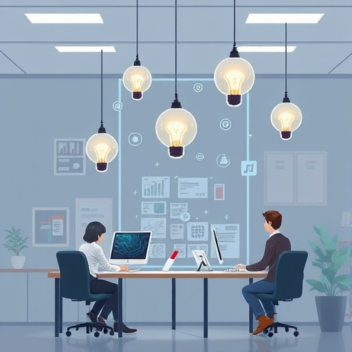 modern artificial intelligence concept, animated illustration showing AI-