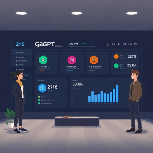 animated dashboard illustration of GapGPT platform, showing multiple AI model icons (like ChatGPT, Claude, Gemini)