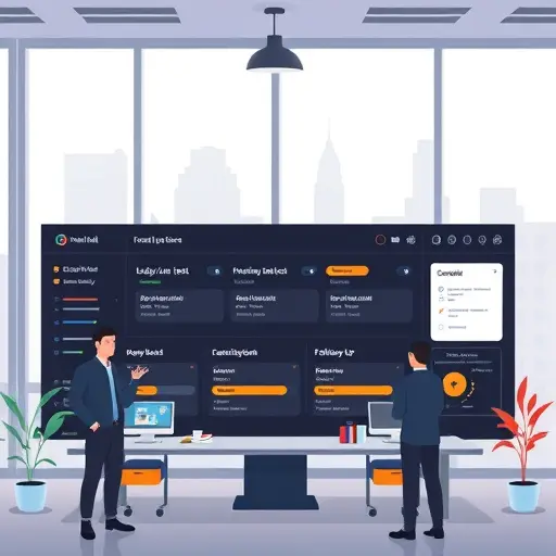 animated illustration of an AI-powered cold email workflow dashboard, showing subject line A/B testing, personalization tokens, and follow-