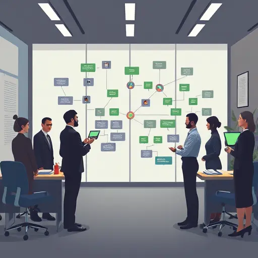 animated branching story map with nodes and choices, AI chatbot icon guiding the player, sleek dark UI, green highlights, minimalist illustration, no text