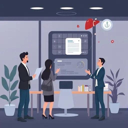 clean illustration of an AI chat interface in dark theme, user uploading a lab result sheet image, abstract medical icons (blood drop, liver, thyroid)