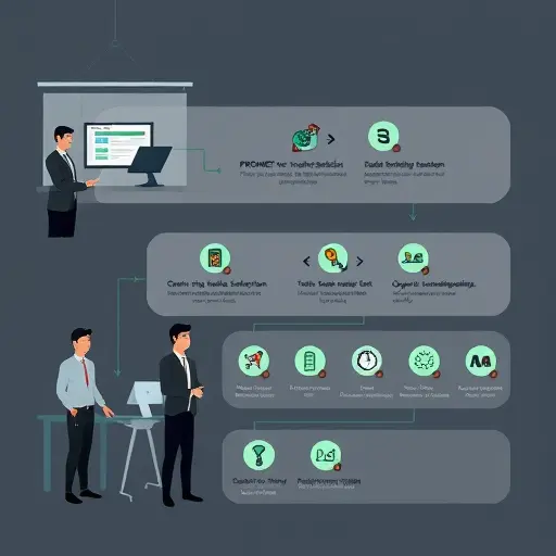 step-by-step workflow illustration showing prompt input, model selection, output evaluation metrics (accuracy, context understanding, stability)