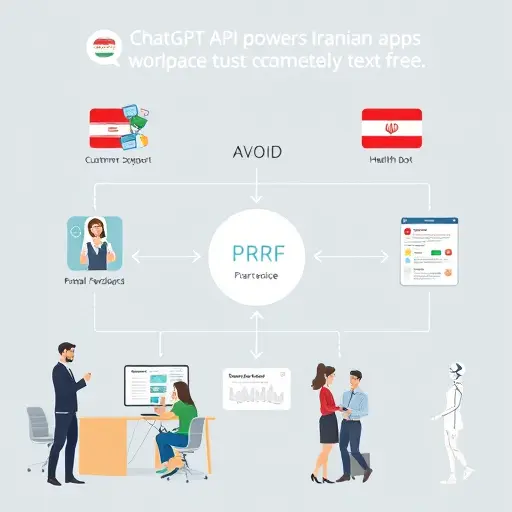illustrated flowchart showing ChatGPT API powering Iranian apps: