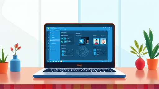 animated illustration showing an AI software interface on a Windows 10