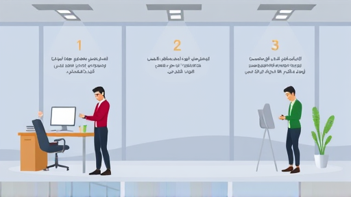 cartoon-like step-by-step illustration of downloading and installing AI software on Windows 10