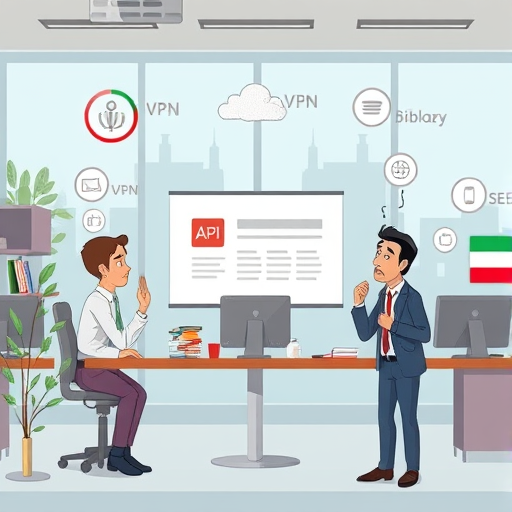 animated illustration showing API access blocked by geo-