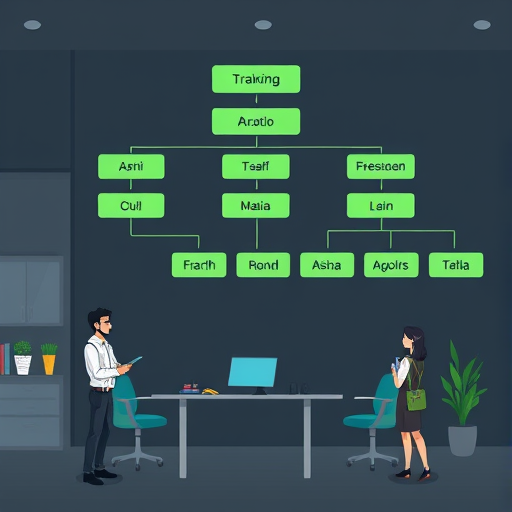 abstract data structure tree diagram, showing fields of a JSON response, cartoon style, no text, accented in green and dark backgrounds
